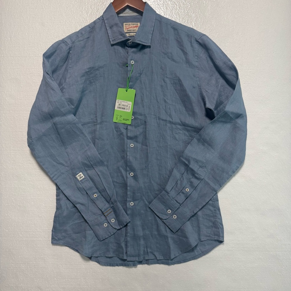 NWT Superior Vintage Puro Lino Men's Blue 100% Linen Shirt Made in Italy